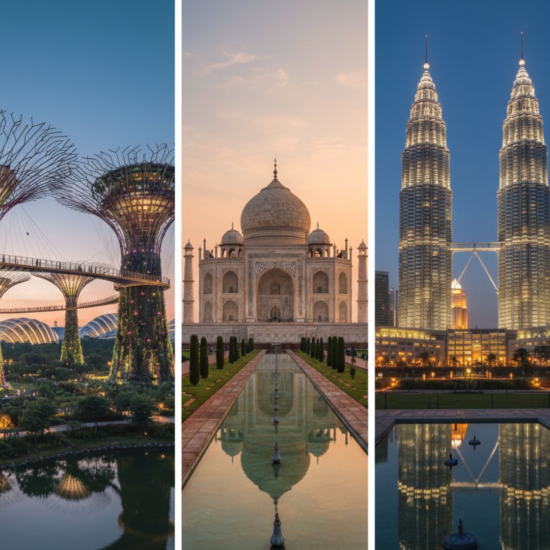 Travellers with guide at airport